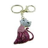 Pink Crystal Cat Purse Charm Keychain