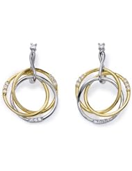 Ze Sterling Silver 14k Yellow Gold Diamond Dangle Earrings.