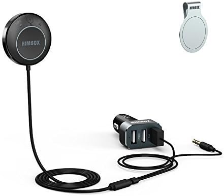 [Support apt-X] iClever Himbox HB01+ Bluetooth 4.0 Hands-Free Car Kit for Cars with 3.5mm Aux Input Jack, Multi-Point Access,3-Port USB Charger Black