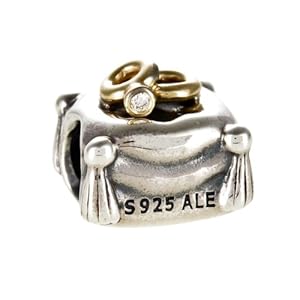 Pandora Damen-Bead Element Kissen Sterlingsilber mit 14k Gold und Diamant 0,02 ct w/vs 790549D