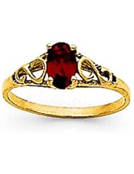 MadiK® Childrens 14K Yellow Gold Synthetic Oval Garnet Polished Ring Sz 3