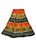 Maxi Skirt Orange Green Batik Paisley Print Tie Dye Long Gypsy Skirts