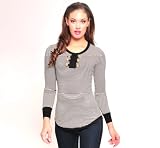 Contrast Trimmed Stripe Top with Gold Buttons