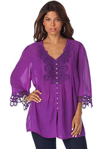 Denim 24/7 Women's Plus Size Lace Bigshirt