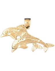 Dazzlers Solid 14 karats gold Dolphin Charm Pendant Available in three colors from jewelsberry (weights: 3.4 grams only)