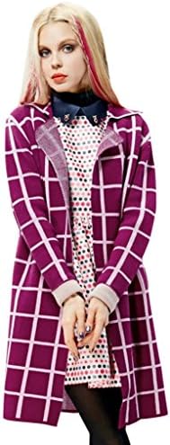 Elf Sack Womens' Spring Cardigan Sweater Plaid Jacquard Long Medium Size Red