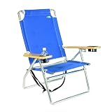 Padded Executive 4 position Aluminum High Beach Chair - Solid Blue