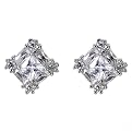 Sterling Zilver Cubic Zirconia Princess Cut Earring