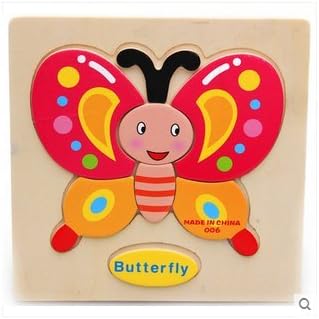HSE Children's Animal Jigsaw Puzzle Three-Dimensional Jigsaw Puzzle Enlightenment 1-2 Years Old Baby Preschool Educational Toy Building Blocks Also As a Christmas and Birthday Gift - Butterfly