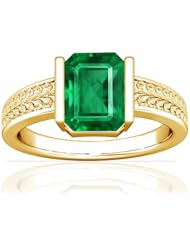 18K Yellow Gold Emerald Cut Emerald Solitaire Ring