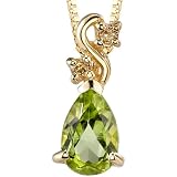 Traditional Beauty 0.79 cts Pear Shape Peridot Diamond Pendant 14Kt Yellow Gold