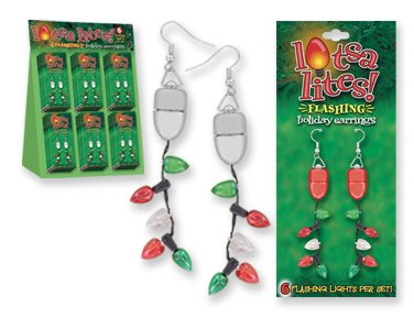 Lotsa Lites Christmas Holiday Flashing Light Bulbs Earrings (sold individually)