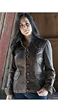 Women's Delaney Leather Jacket with Contrast Stitching, 238 BROWN, Size LARGE (8-10)