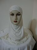 Muslim Hijab with Back Design Embroidered 2 PCS SCARF Cream color