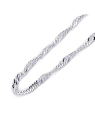 2.5MM Nickel Free Italian Sterling Silver Chain Necklaces Singapore 050 Gauge Chain ( Available Length 16"~30")