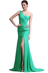 Sexy Full Length Beaded  One Shoulder  Ball Gown Evening Dress/Prom Dress 