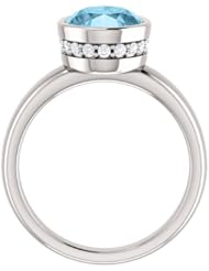 10K White Gold 10.00x8.00mm Oval Cut Aquamarine and Diamond Ring -- LIFETIME WARRANTY
