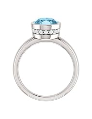 Platinum 10.00x8.00mm Oval Cut Aquamarine and Diamond Ring -- LIFETIME WARRANTY