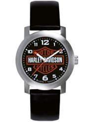 Harley Davidson Bulova Menss Bar & Shield Logo Watch. Tried and true. Black dial. Stainless steel case. Black leather strap. 76A04