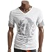 Doublju Mens SLIM FIT SKULL PRINTED V-NECK T-SHIRT WHITE 2XL (DJ78)