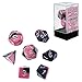 Chessex CHX26430 Dice - Gemini: 7Pc Black-Pink/White, Black/Pink/White