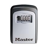 Locking Combination 5-Key Steel Box, 3-7/8w x 1-1/2d x 4-5/8h, Black/Silver