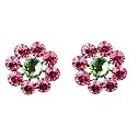 Tarina Tarantino Crystal Flower Earrings - Pink Rose and Peridot