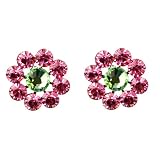 Tarina Tarantino Crystal Flower Earrings - Pink Rose and Peridot