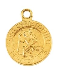 CleverEves 18K Yellow Gold 21.75 mm Saint Christopher Medal