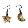 Moon and Stars Swarovski Austrian Crystal Golden Shadow Dangle Earrings