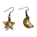 Moon and Stars Swarovski Austrian Crystal Golden Shadow Dangle Earrings