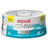 Maxell CD-RW Discs 700MB/80min 4x Spindle Silver 25/Pack Cost-Effective Data Managemen
