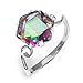 Jewelrypalace Women's 3.2ct Chessboard Cut Natural Mystic Rainbow Topaz 925 Sterling Silver Ring