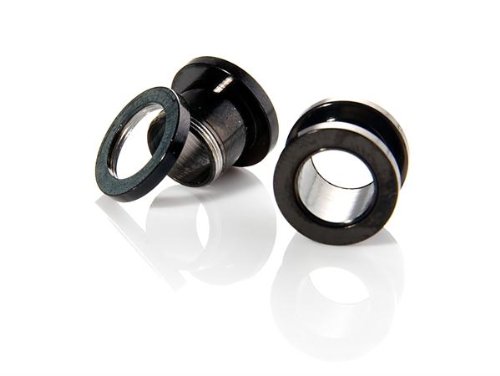 Flesh Tunnel Piercing Plug Ohr 316L SCHWARZ - W�hle deine Wunschgr��e