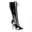 5 Inch Sexy Knee High Boot Lace Up With Side Zip Black Patent