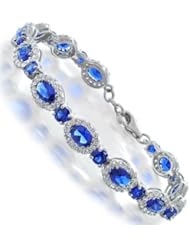 5.04ct Sapphire & Vs Diamond Accented Bracelet 14k