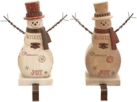 Set of 2 Polystone Snowman Hangers Assorted 10"H,7"W