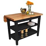 John Boos Kitchen Island Bar Work Table, 48in x 32in, Black Base