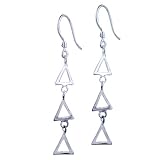 925 Sterling Silver Linked Triangle Dangle Earrings