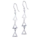 925 Sterling Silver Linked Triangle Dangle Earrings