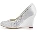 Elegantpark EP2003 Women's Closed Toe High Heels Pumps Satin Rhinestones Wedding Bridal Wedges Shoes