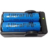 2 x UltraFire 18650 3000mAh 3.7V Rechargeable Battery + Charger