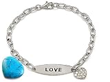 14k gold plated 925 Sterling Silver Turquoise Charm Love Bracelet - Gold Plated Silver