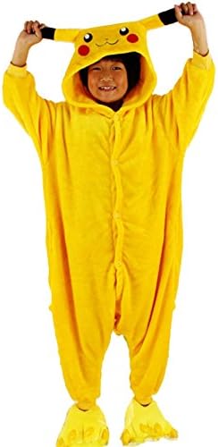 Irise Onesie Kigurumi Pajamas Kids Cartoon Animal Yellow Pikachu Sleepwear Loosely