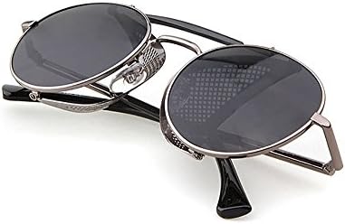 IKES Glass Retro Round Steampunk Sunglasses Unisex Glasses Metal Hollow