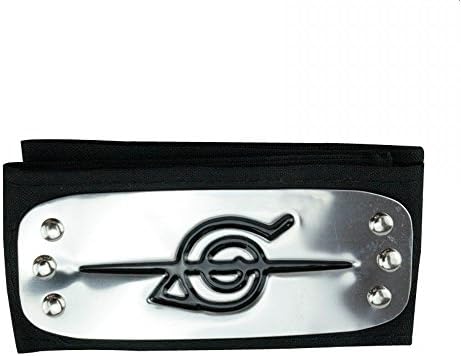 Fire Loli Naruto Headband Leaf Village Logo Konoha Kakashi Tobi Obito Black, 7.3inches