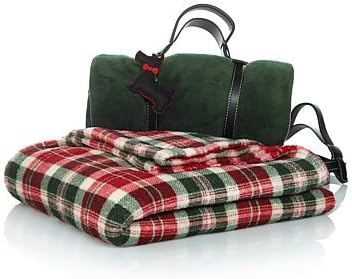 Jeffrey Banks Set of 2 Holiday Throws - Christmas Plaid/Green