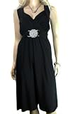 Ladies Jet Black Grecian Wrap Dress with silver Buckle in knee length or long Maxi Dress Length in Womens All Sizes