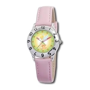 Disney Kids' D031S401 Tinker Bell Time Teacher Pink Leather Strap Watch