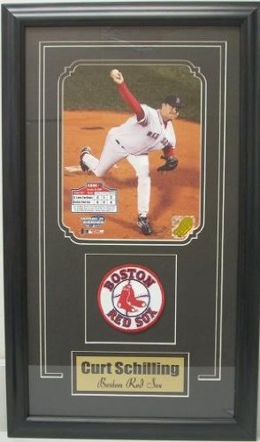 Curt Schilling unsigned Boston Red Sox 8x10 Framed with Patch - Framed MLB Photos, Plaques, and Collages